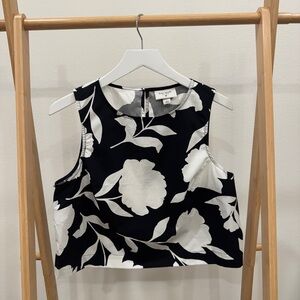 Kate Spade Black and White Floral Crop Top